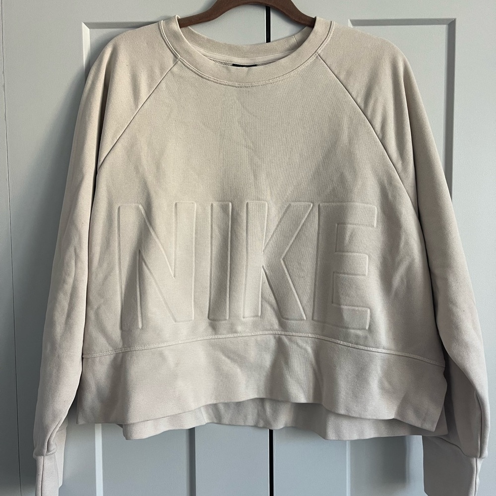 Womens Nike Cream Cropped Crew